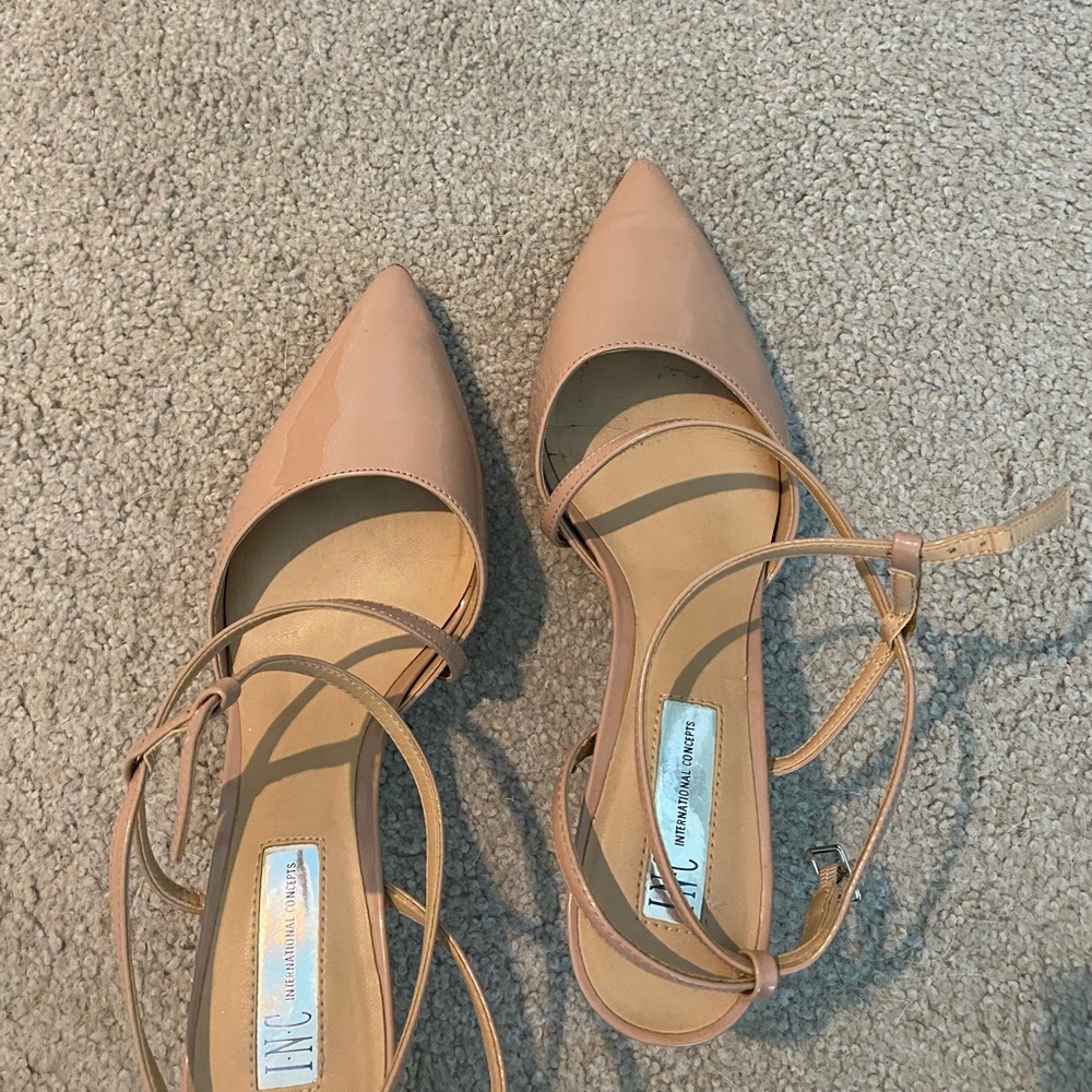 Blush pink strappy heels